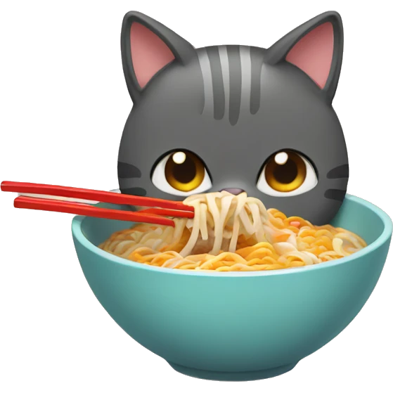 Cat eating ramen emoji