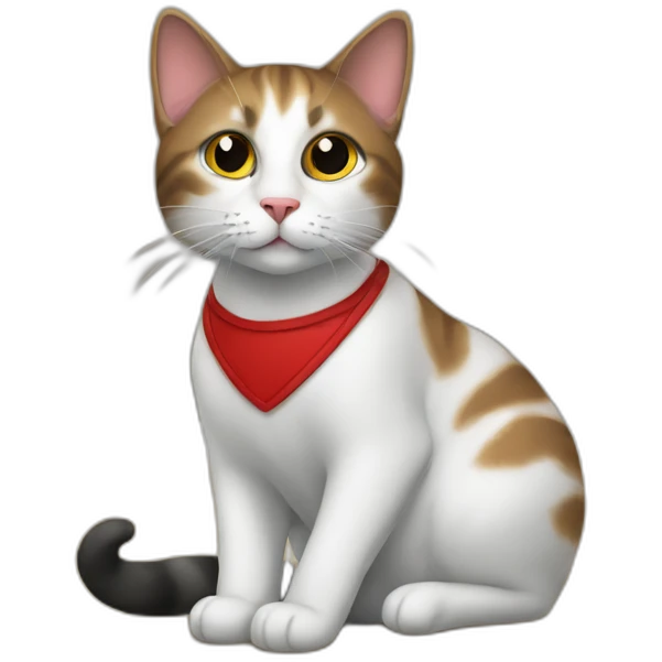 Cat with red and black dress sitting on the floor emoji