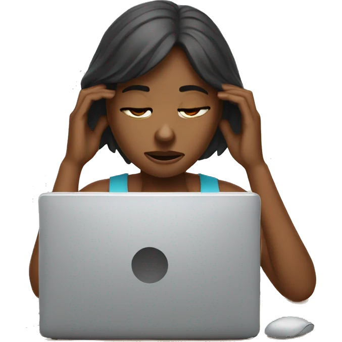 Girl on computer and exhausted  emoji