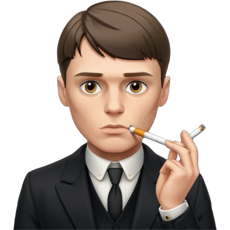 Tommy Shelby in black dress with a cig in his mouth and make his face exact  emoji