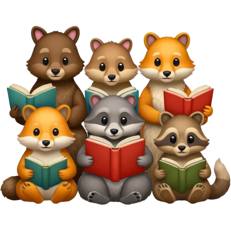 animals reading books emoji