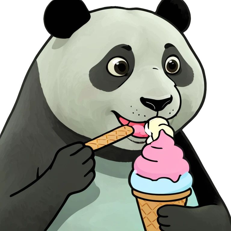 Panda eating ice cream emoji