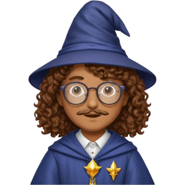 brown curly wizard wiyh glasses emoji