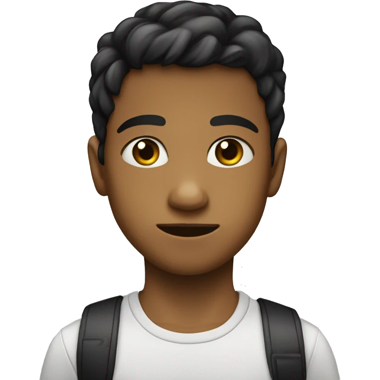 Niño blaco con ojos negros, cabello negro mirando al frente y sin rostro  emoji