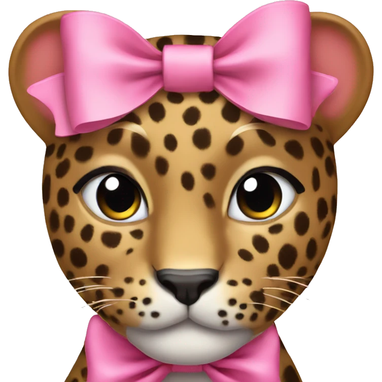 leopard wearing pink bow  emoji