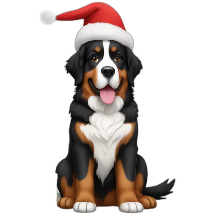 bernese mountain dog sitting under a christmas tree flag emoji