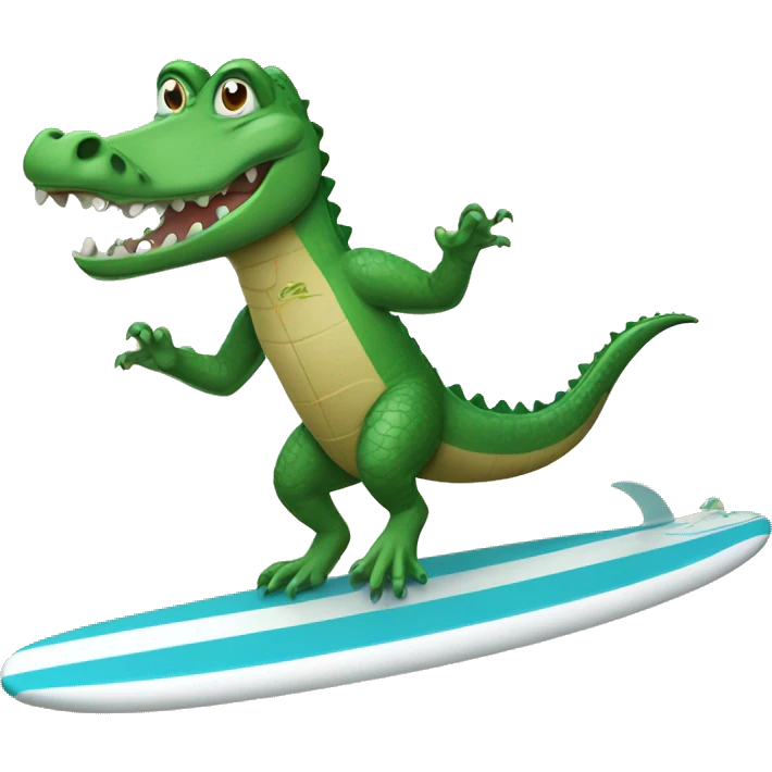 crocodile riding a surfboard emoji