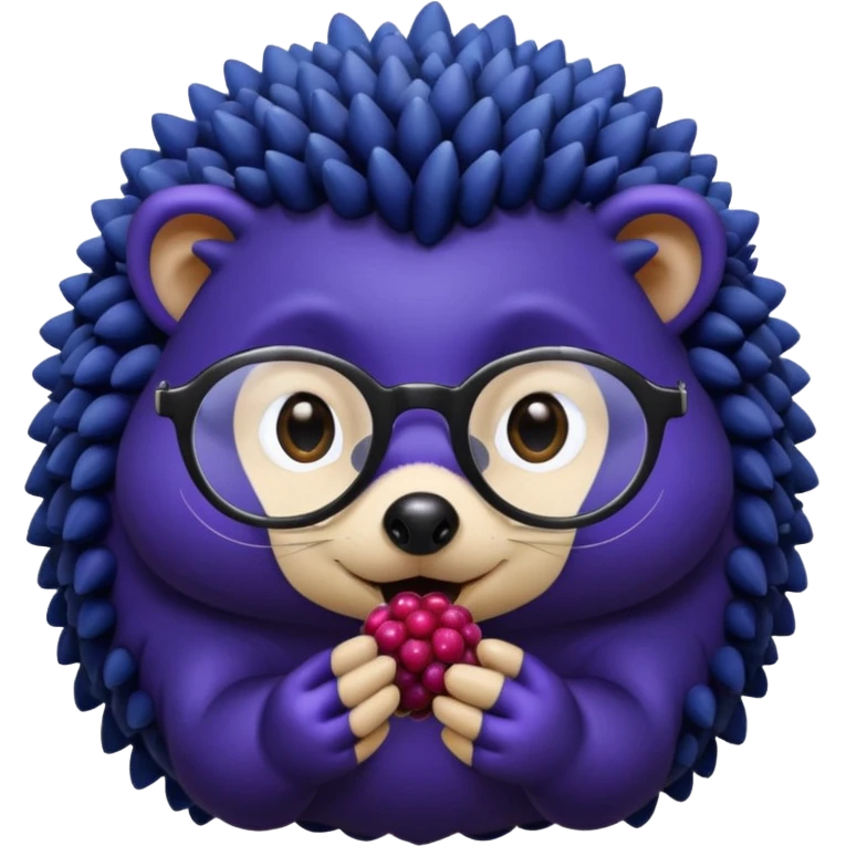 black hedgehog with glasses eating  emoji
