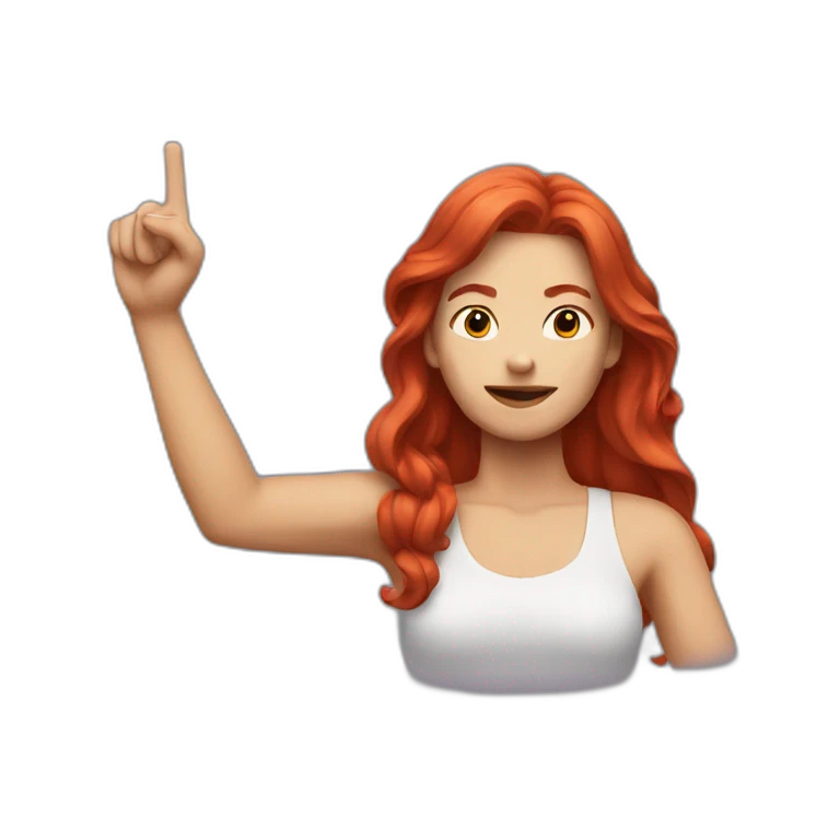 red-haired woman showing a rocker-sign with her hand emoji