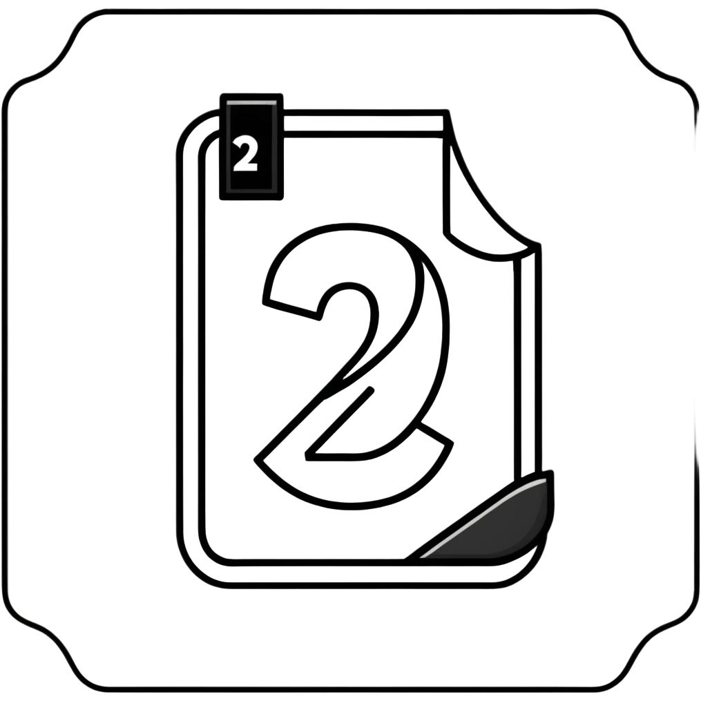 Minimalist badge with number 2, showing 50-79% attendance, simple design emoji