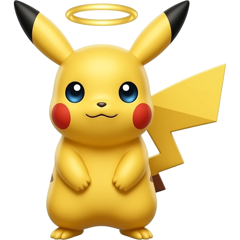 Shiny gold Pikachu with a gold halo with blue eyes emoji
