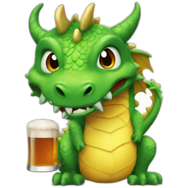 Dragon buvant bière emoji