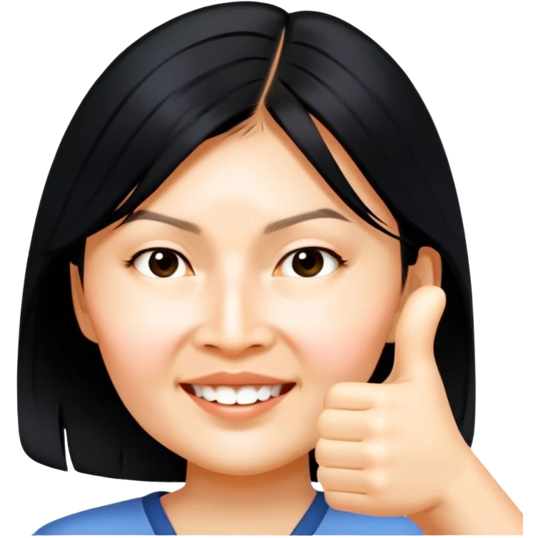 Asian girl with medium length hair giving thumbs up emoji
