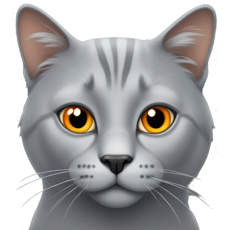 Grey big Britain kind cat with orange eyes emoji