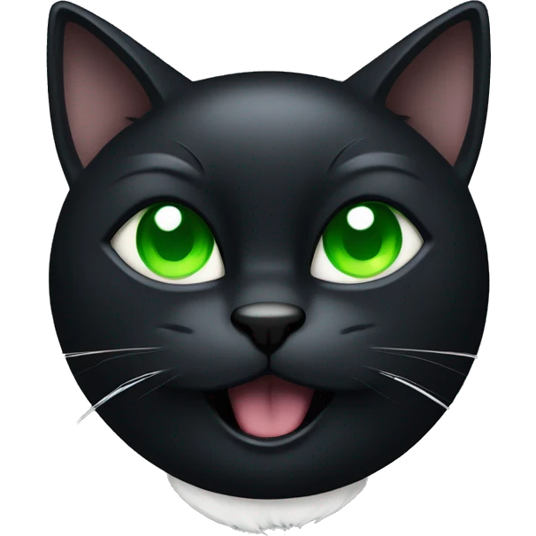 angry black cat with white circle of fur on chest with piercing green eyes emoji