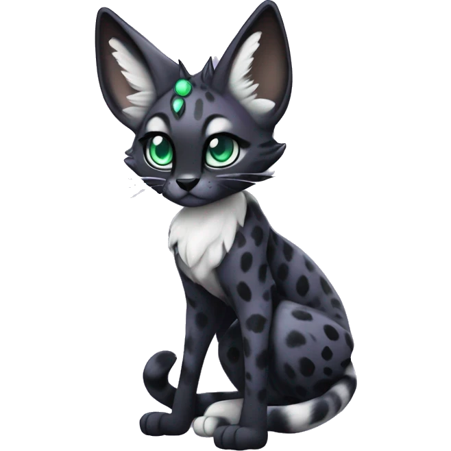 Kawaii Cute Edgy Black Purple White ethereal eldritch Serval-Fionbri-Vernid full body emoji