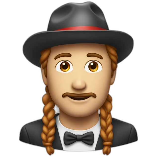Un uomo con dei baffi e un cappello rosso con incisa una M emoji