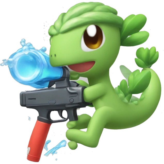 Breloom shooting a water gun emoji