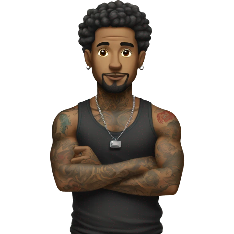 man with many tattoos that is vaping emoji