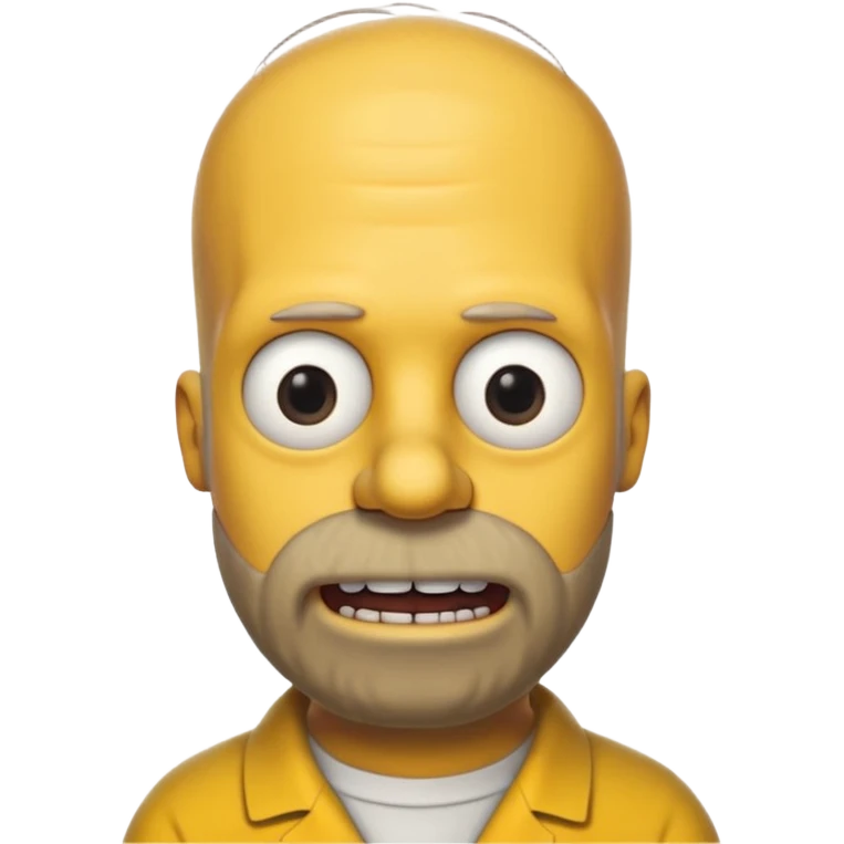 Homer Simpson, yellow skin, bald + 2 hairs left, short side hair, beard shadow, overbite, big black eyes emoji