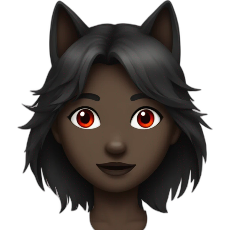 Black Wolf girl red eyes emoji
