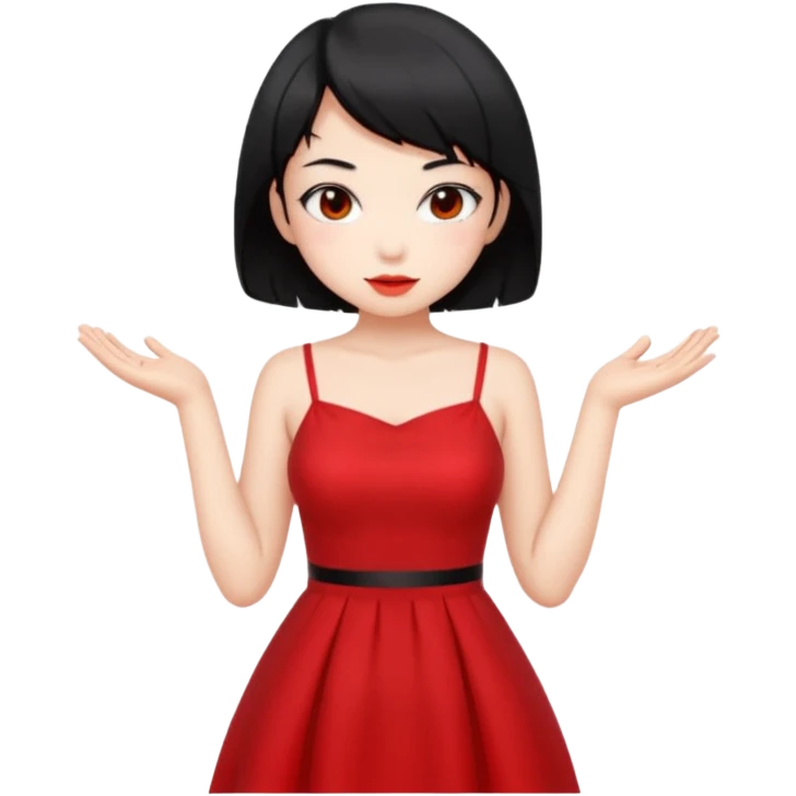 Chica Otaku con vestido rojo y pelo corto negro súper sexy emoji