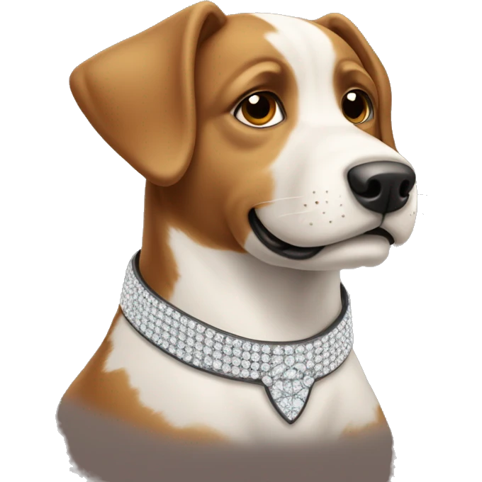 Perro marrón con collar de diamantes emoji