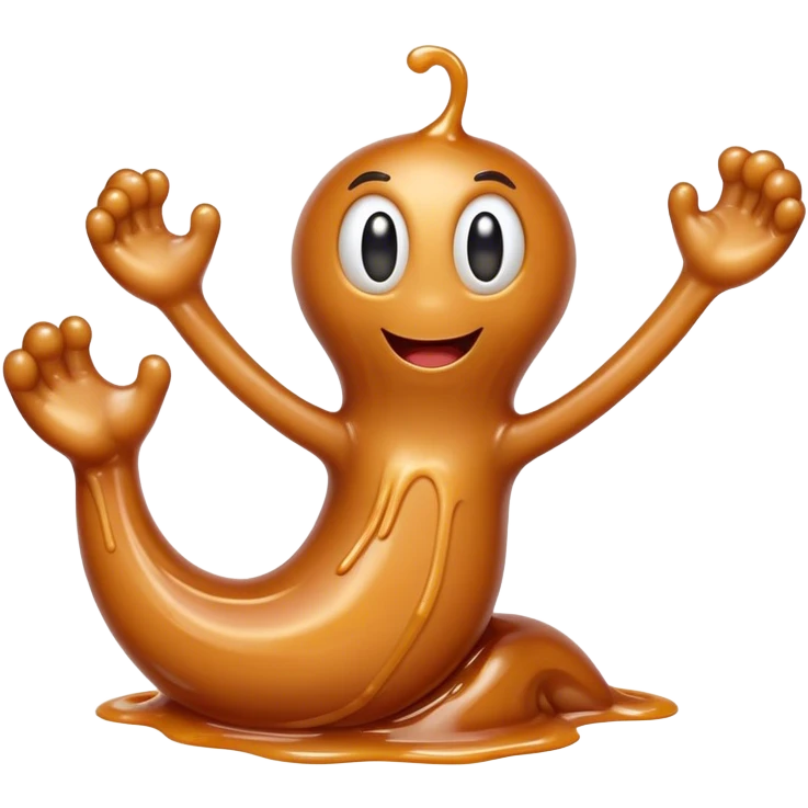 a gooey caramel creature stretching its arms emoji