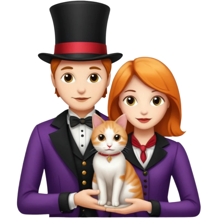 magician couple and their pet cat emoji