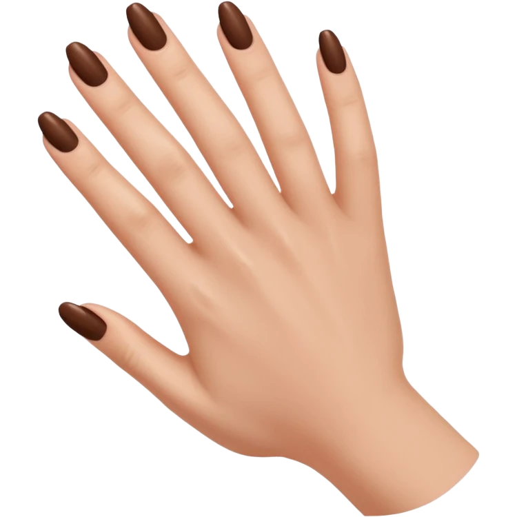 brown nails on a hand with 5 finger, but a pretty and feminine hand, fingers should not be spread apart emoji