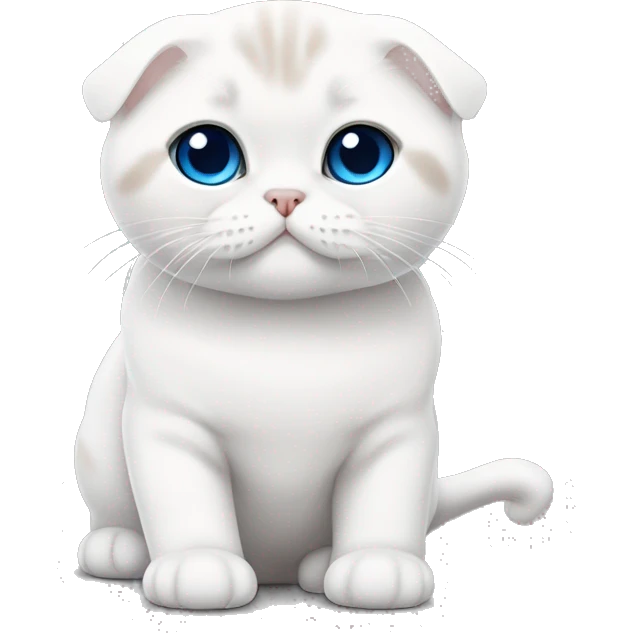 Scottish fold white with blue eyes, kawaï  emoji