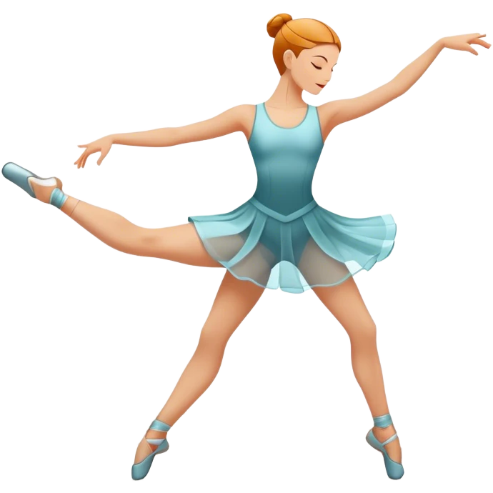 Icon for Contemporary Dance: dynamic dance poses, athletic footwear and fluid movement lines, with a minimalist dance floor and creative lighting. The icon should convey energy, expression and the versatility of contemporary dance. Transparent background. emoji