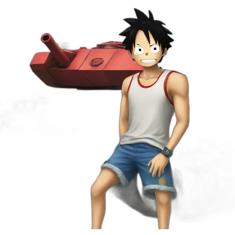 Luffy with a tank emoji