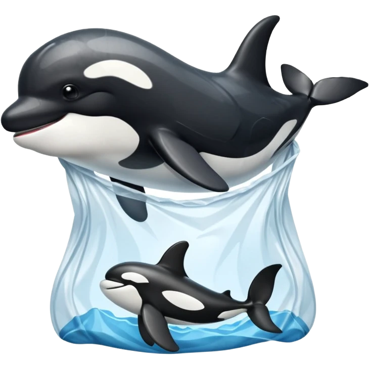 orca stuck in plastic waste bag emoji