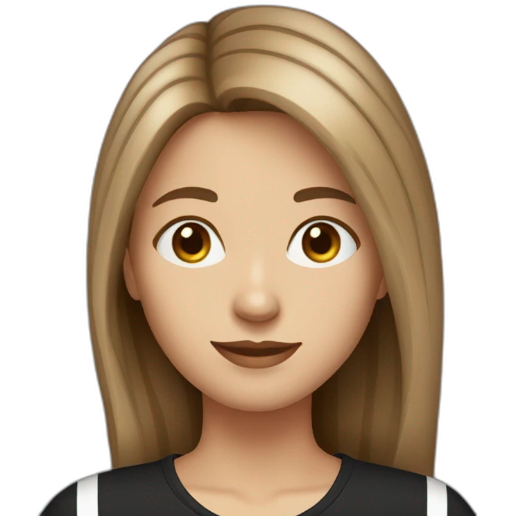 long light brown hair woman wearing black stripy t-shirt emoji