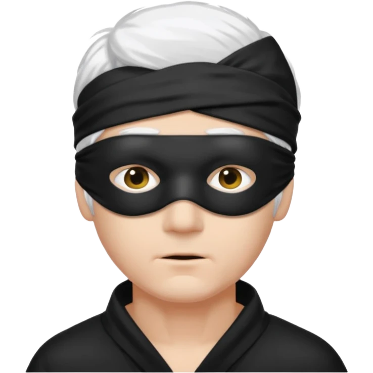 A guy with standing white hair and a black blindfold without eyeholes emoji