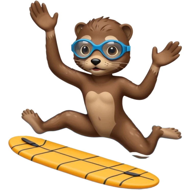 A sleek otter swimmer wearing goggles, splashing through the pool with tiny floating kickboard. emoji