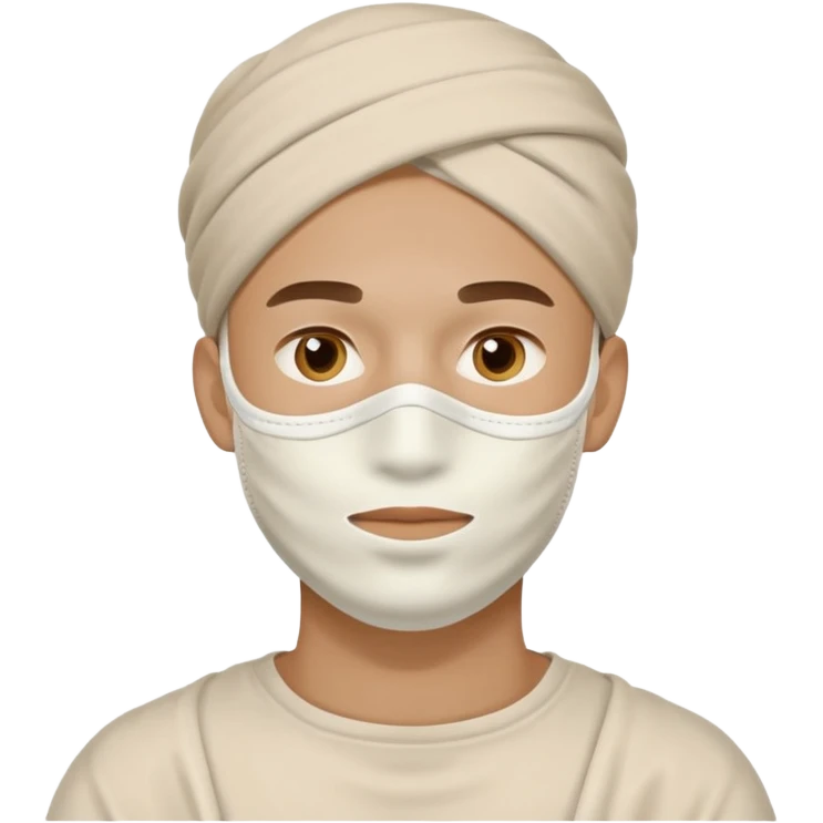 man with white clay face mask emoji
