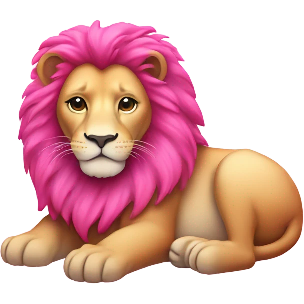 Fully Pink ombre lion lying down with glitter emoji