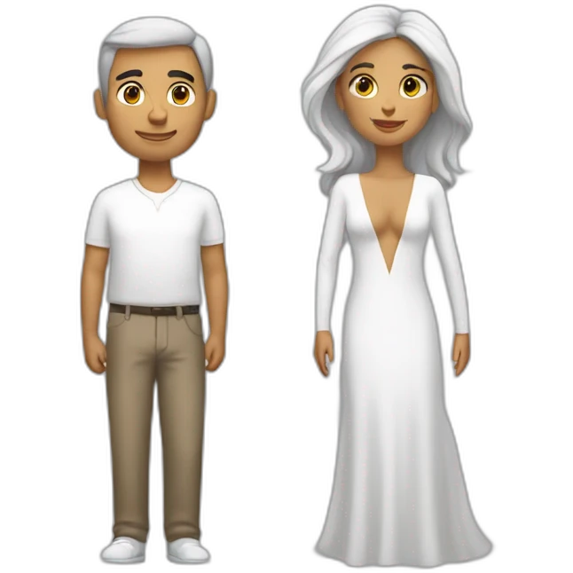 Una mujer morena y un hombre blanco  emoji