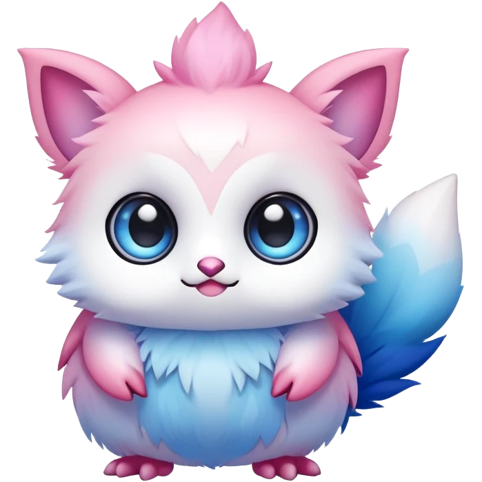 Cute cool kawaii pink-white-blue-gradient fakemon-creature emoji