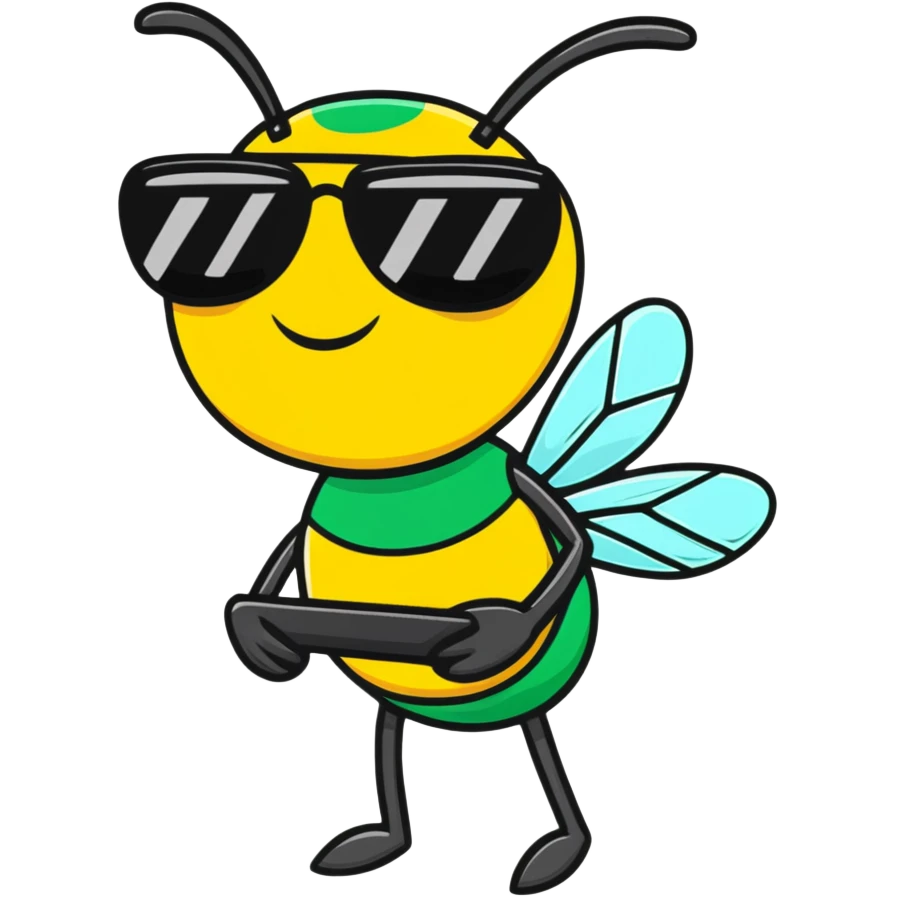 green bee wearing sunglasses emoji