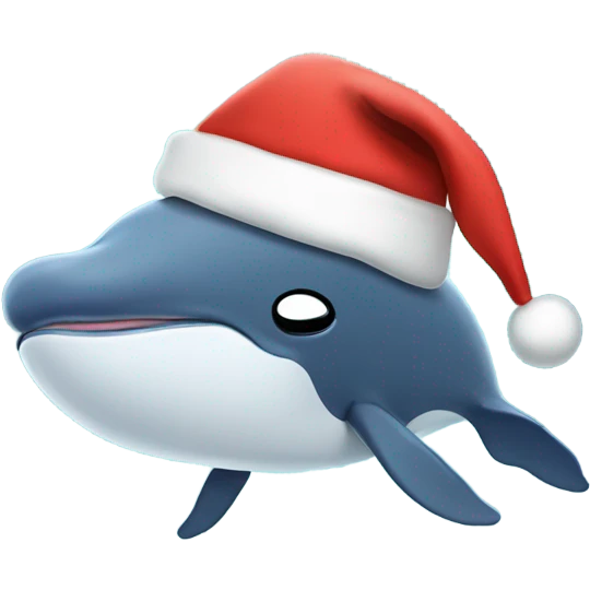 Whale waking up from sleep with Christmas hat emoji