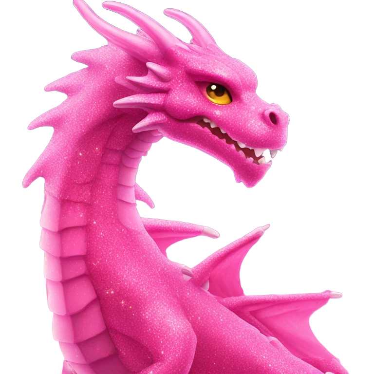 Hot pink glitter dragon breathing light pink fire  emoji