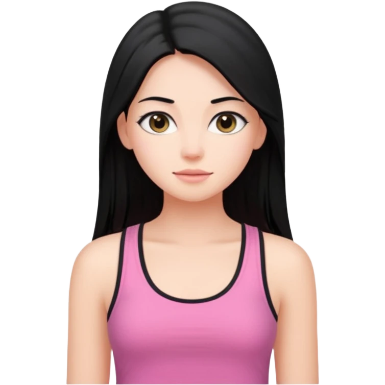 a pretty bratz fair girl with long straight black color hair and pink tank top on emoji