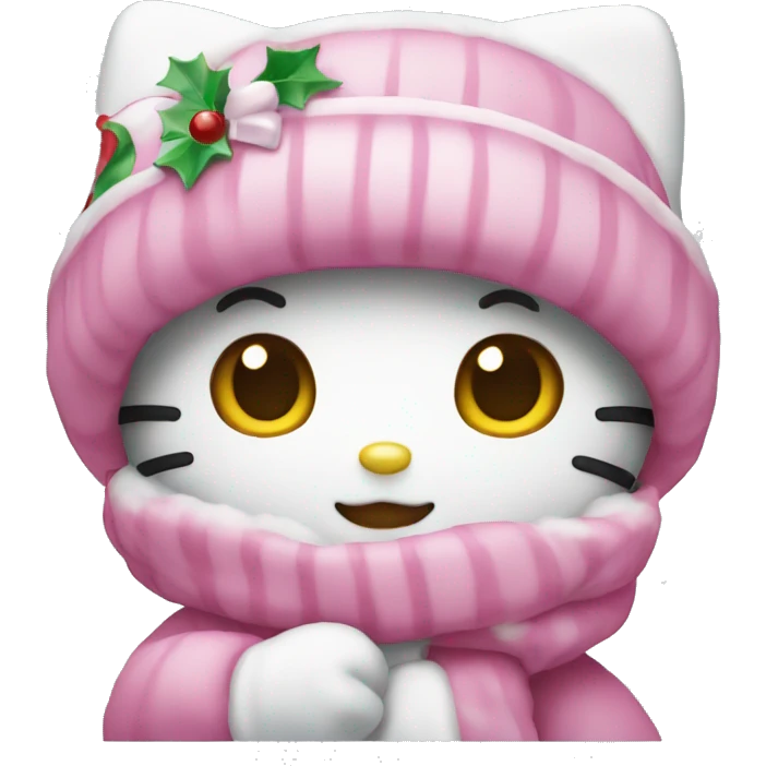Pink Christmas hello kitty emoji