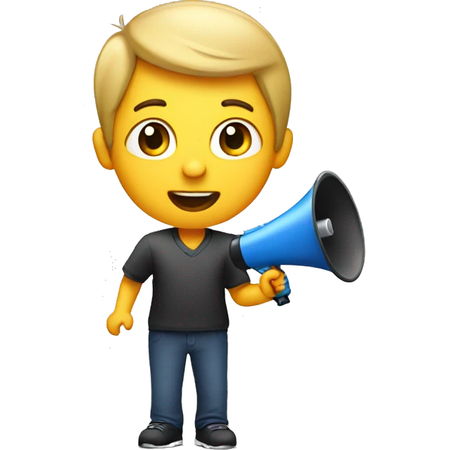 small boy spokesperson with megaphone emoji