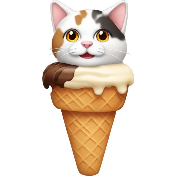 Icecream with calico cat emoji