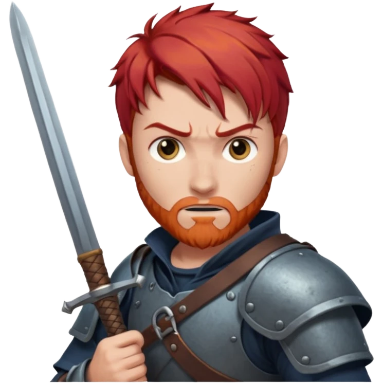 A man with red hair and a missing arm and weilds a sword emoji