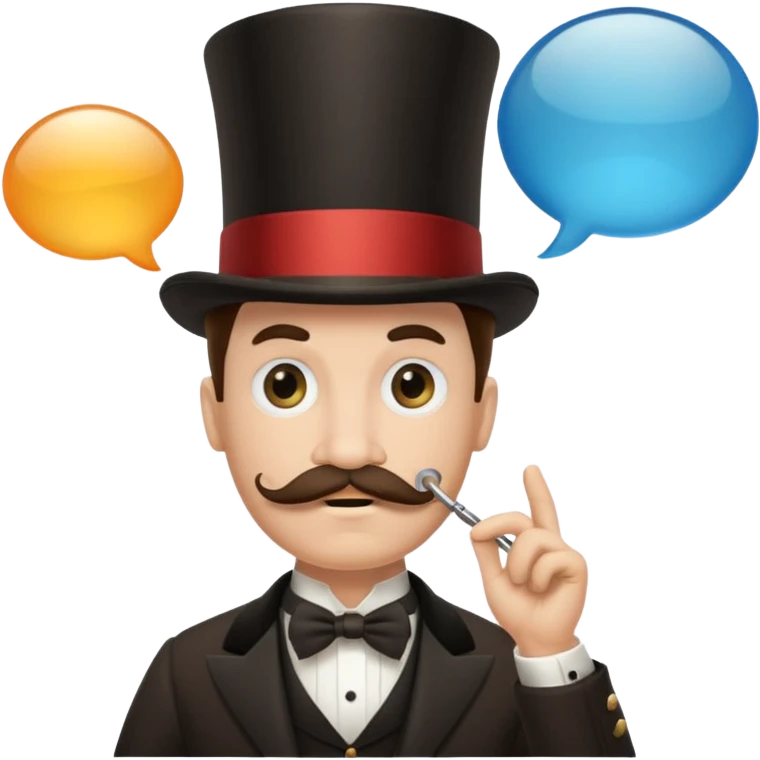 Fancy man with top hat and mustache and wearing monocle, and having a speech bubble saying, “it is so” emoji